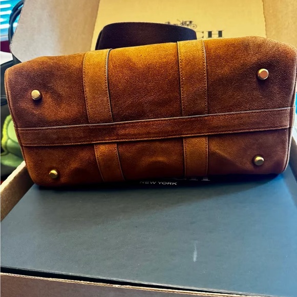 Coach Suede Satchel in Rich Chestnut Brown with Gold Hardware - Picture 5 of 12